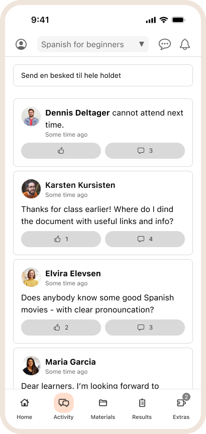 A course screen for mobile